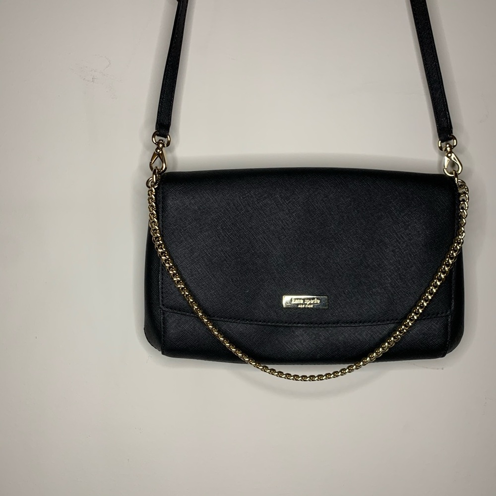 Kate Spade Black Crossbody with Gold Chain ♠️